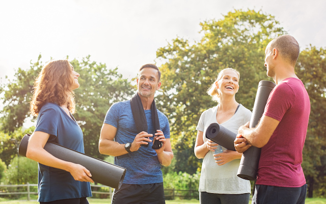 People chatting after exercise