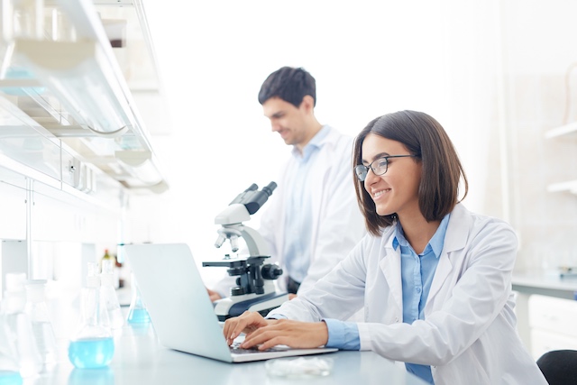 Researchers in lab