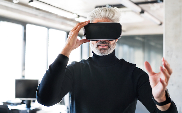 Man with virtual reality glasses