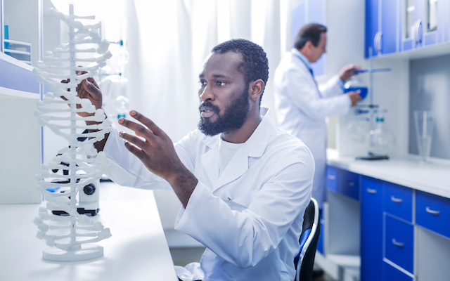 Geneticist at work in a lab