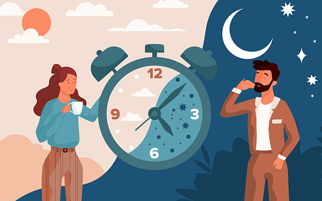 Day and night illustration.