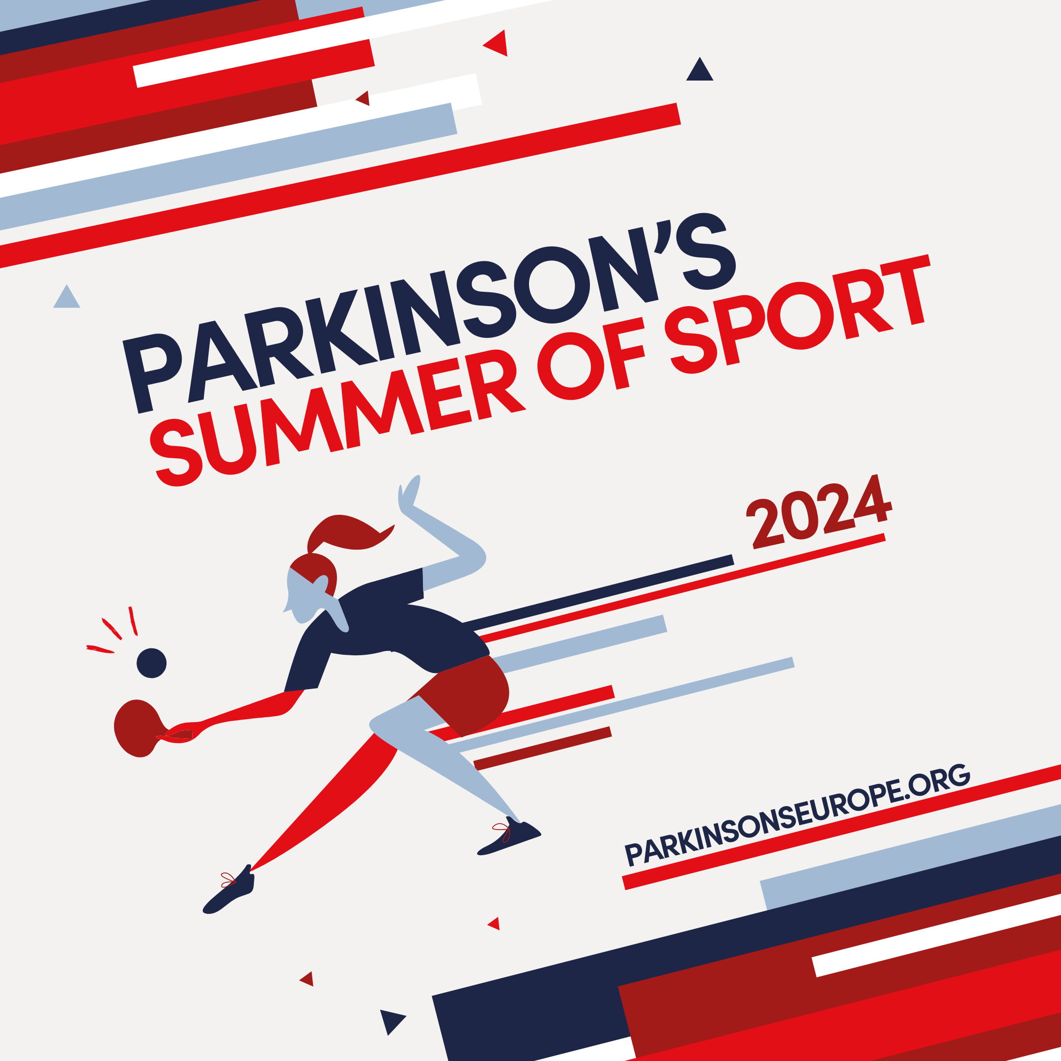 A sporty geometric graphic featuring a person playing table tennis and the words 