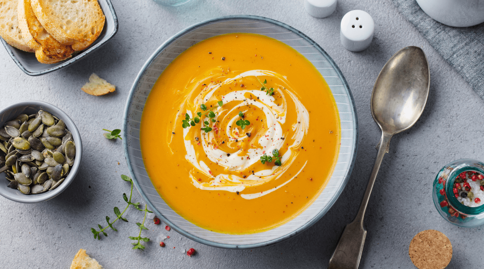 A bowl of carrot and ginger soup