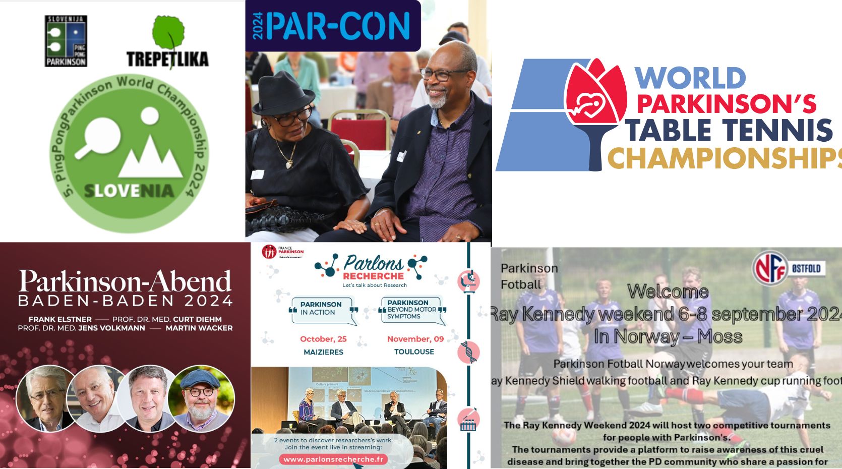 A photo showing event posters for various Parkinson's events happening in autumn 2024