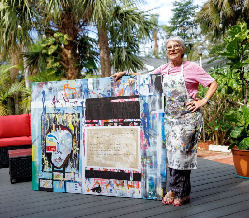 Margie Burns-Kohn, a professional artist from Florida, who was diagnosed with Parkinson's in 2015