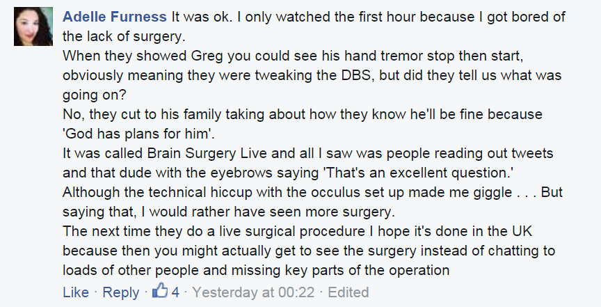 Fb comment issues with the edit and production of the show