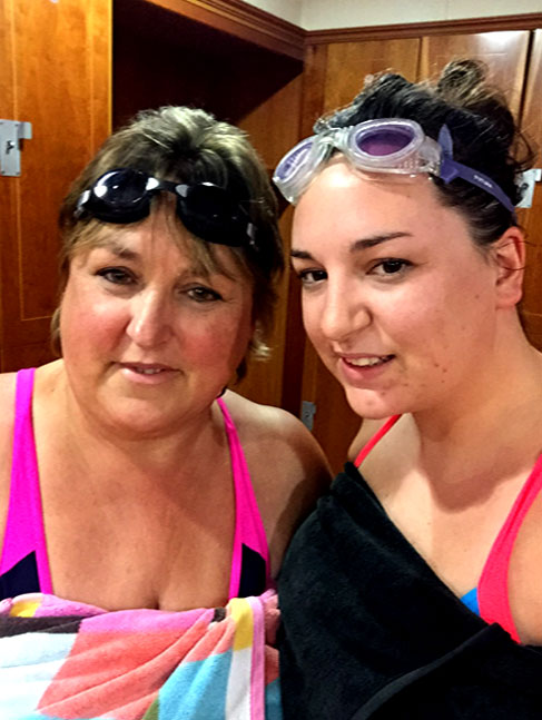 Mother, Pat, and Katie, her daughter swam two kilometres