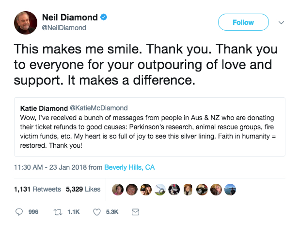 Neil Diamond and Katie Diamond tweet