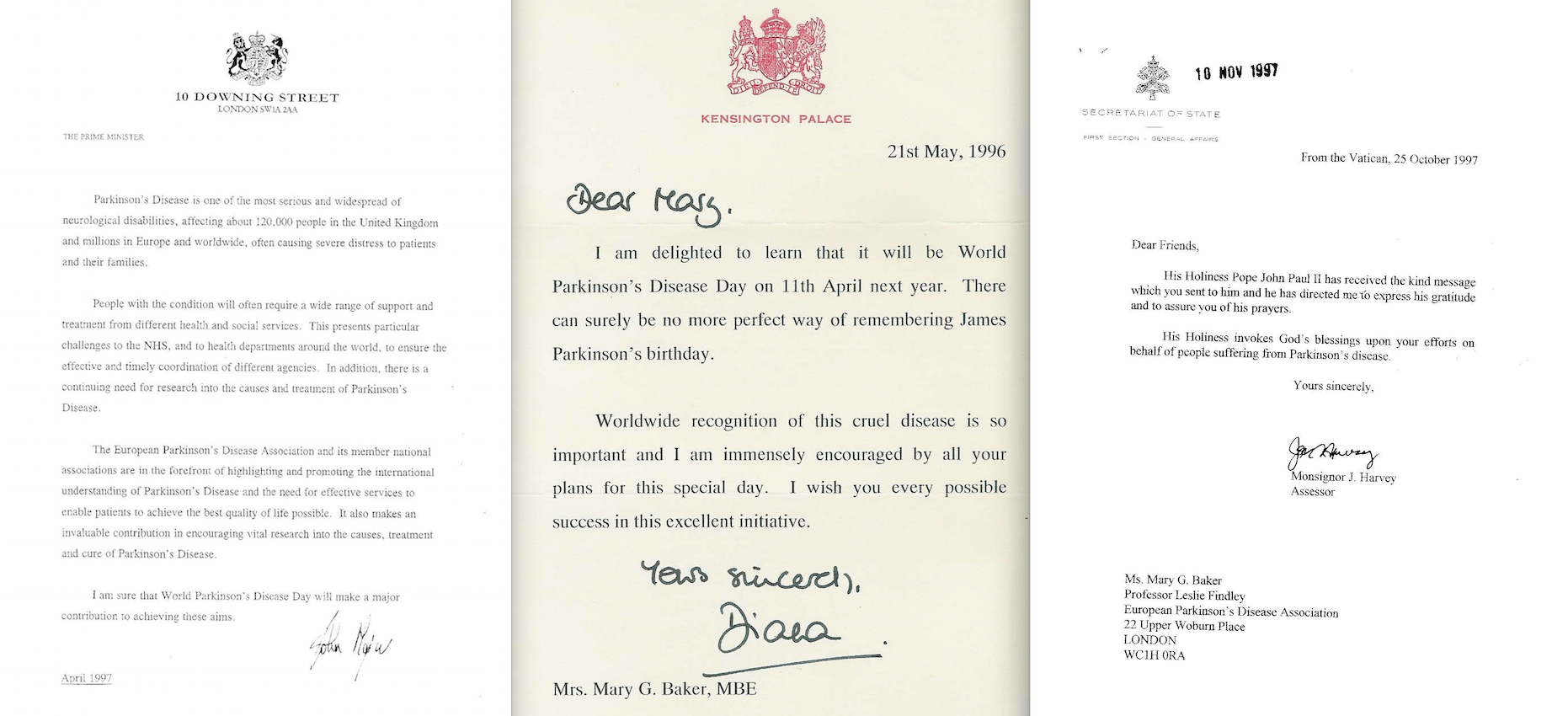 John Major, Princess Diana and Poppe John Paul II letters