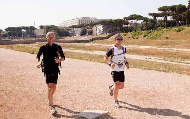 Adventurer with Parkinson's Alex Flynn runs in the Trans-Europe challange 2011