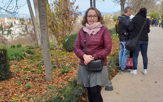 Francisca Ruiz Gonzalez stands outside in autumn