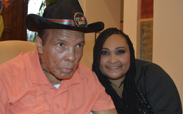 Maryum and Muhammad Ali on his 74th birthday.