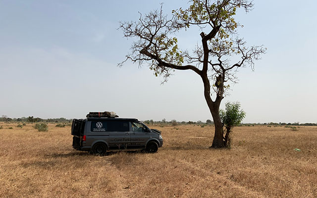 Guy Deacon's car travelling through Gambia