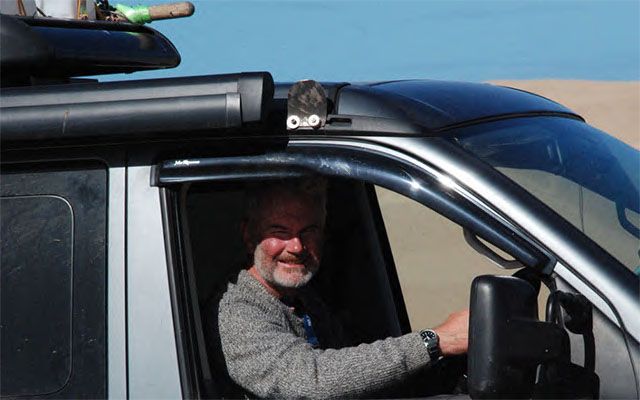 Guy Deacon driving in the Western Sahara