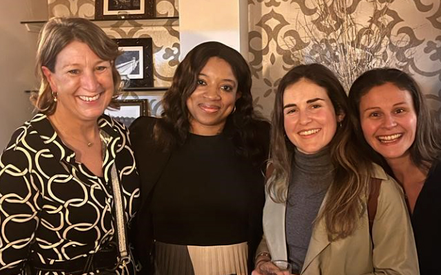 Tania Park standing with Helen Matthews , Deputy CEO of Cure Parkinson’s, Parkinson’s Africa Founder Omotola Thomas and Parkinson's researcher Dr. Tash Fothergill-Misbah.