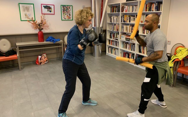 Janette Sinclair at a boxing class.