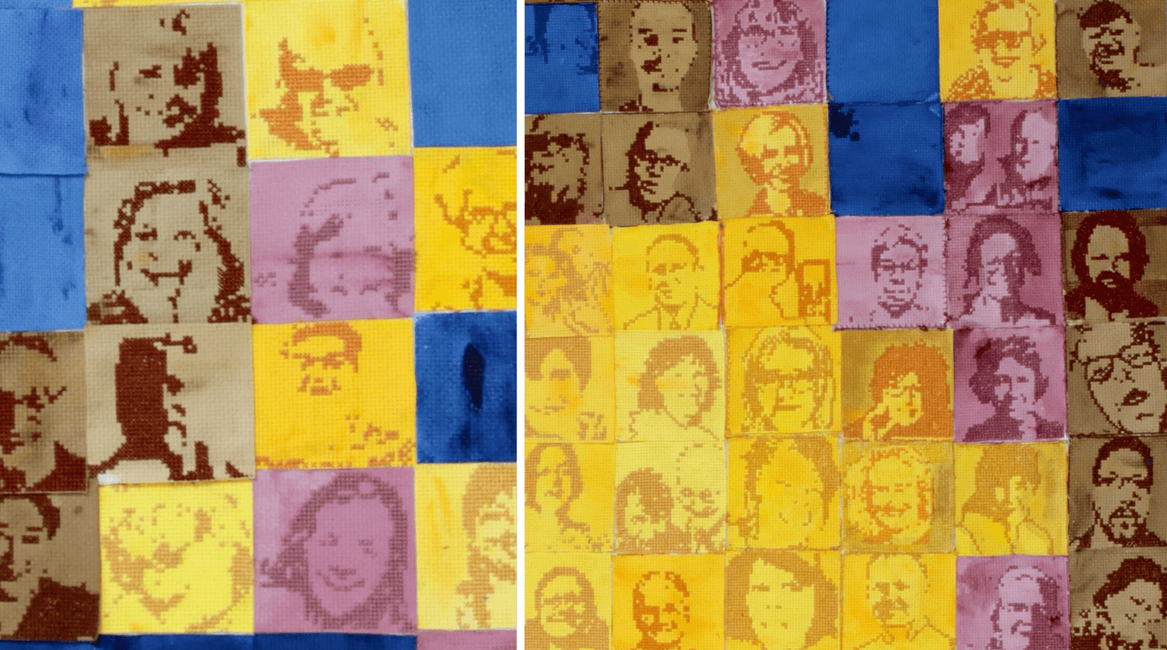 Some close-ups of the portraits in the Parkinson's quilt
