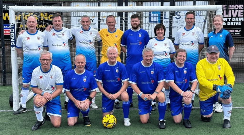 Joe with the England Parkinson's football team