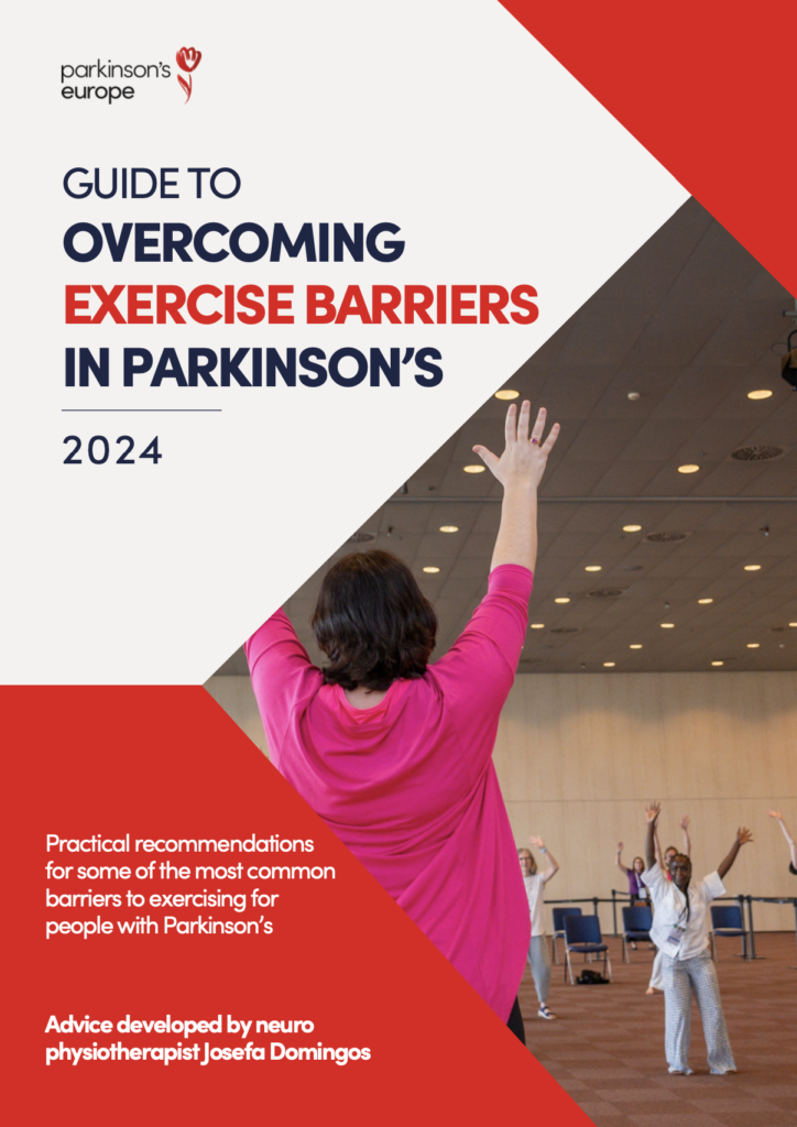 Front cover of the free guide to exercise and Parkinson's