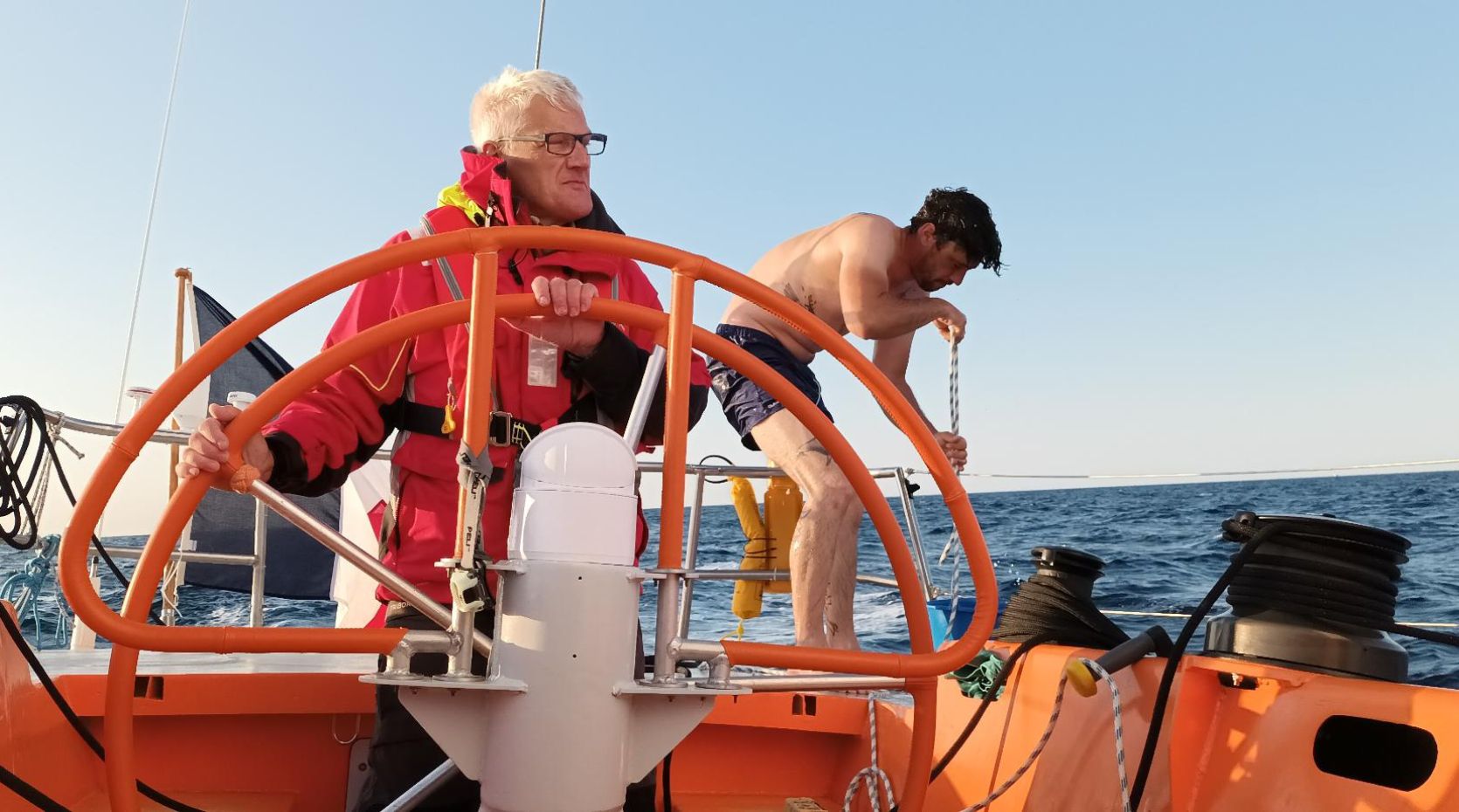 Bertrand aboard The Neptune during the Ocean Globe Race