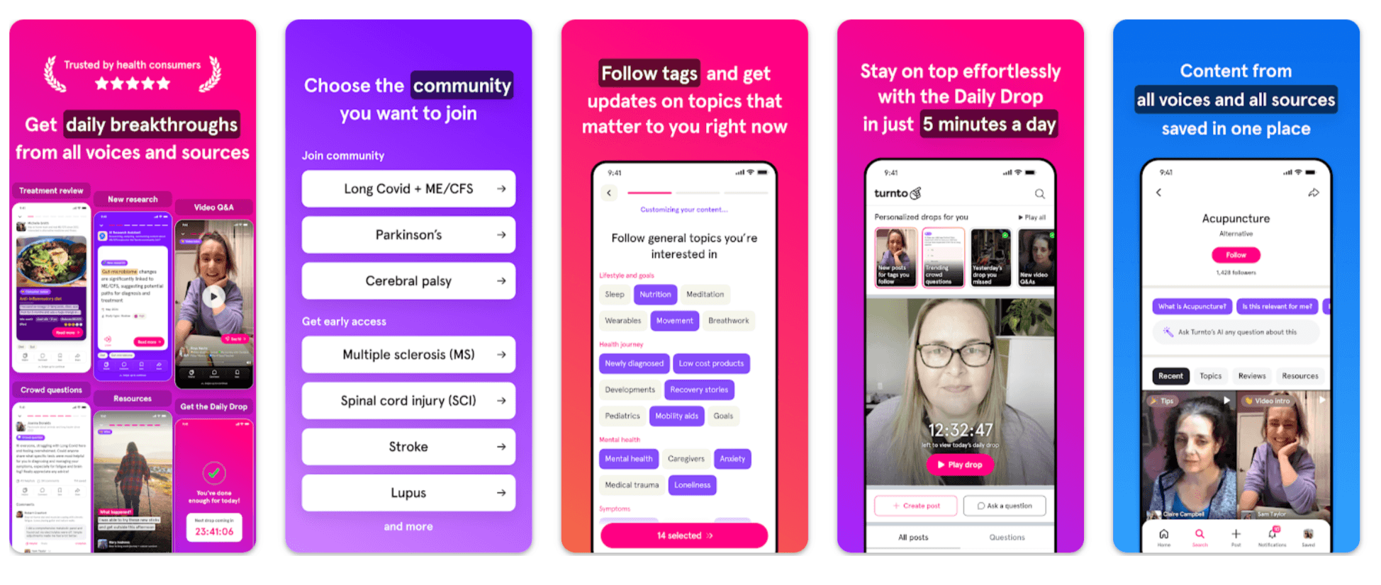 Turnto Parkinsons app home page image