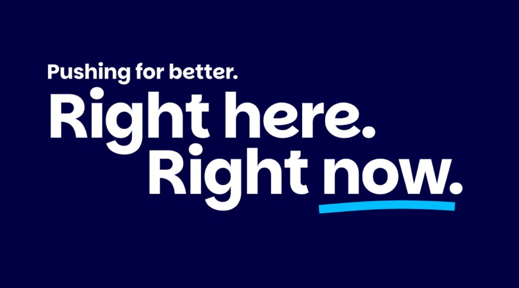 Parkinson's UK new tagline "Pushing for better, right here, right now" which they announced alongside new logo